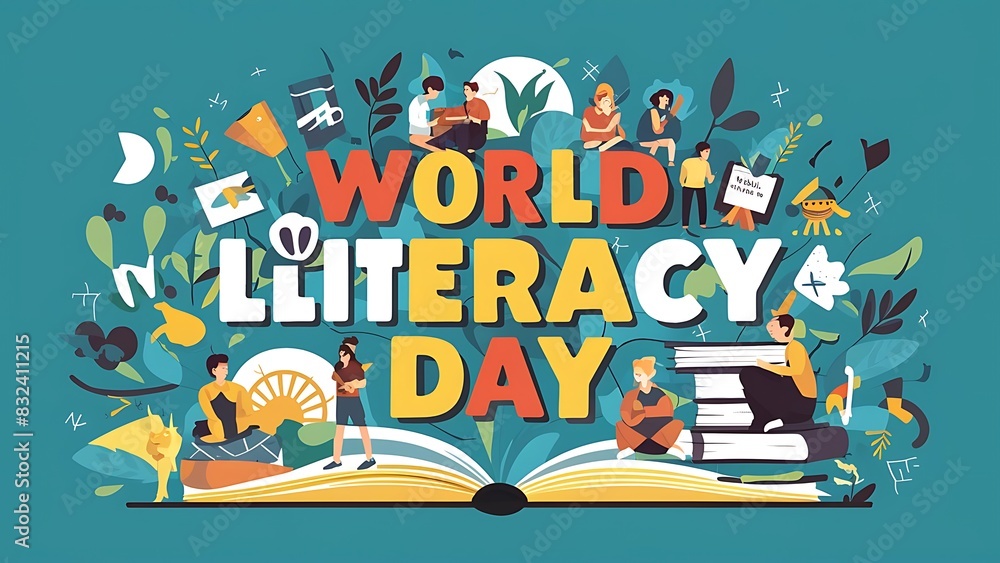 Obraz premium World Litracy Day (Illustration-typography)