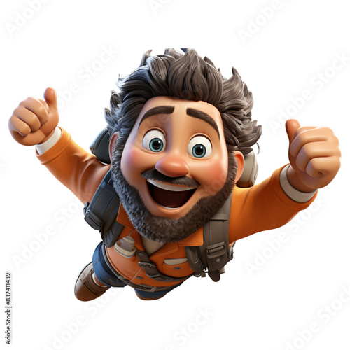 a man smiling and fling isolated