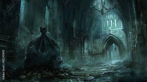 Eerie Gothic Church Hallway for Horror or Fantasy Designs