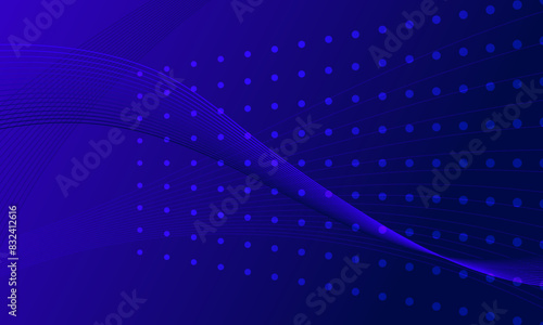 blue curves with particles dot lines curve waves abstract technology background