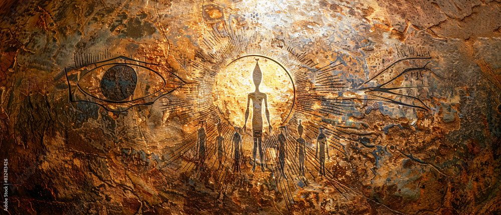 Ancient Cave Art Depicting Alien Like Figures Intricate Rock Paintings Ancient Cave Art Depicting Alien Like Figures Intricate Rock Paintings