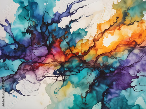 Modern abstract background multycolored alcohol ink Generative