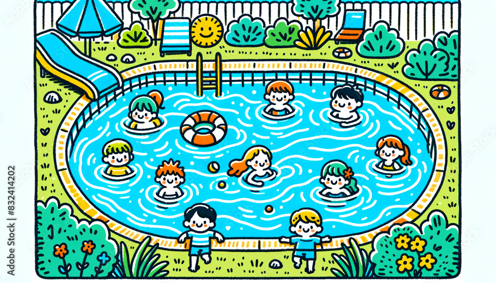 Children swimming in a pool Children swimming in a pool