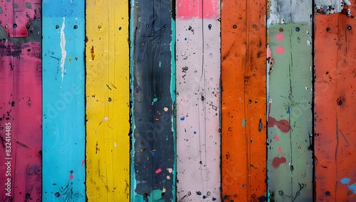 a coloful painted fence in different colors