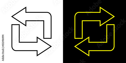 Square cyclic rotation arrow icon. Navigation concept arrow sign.