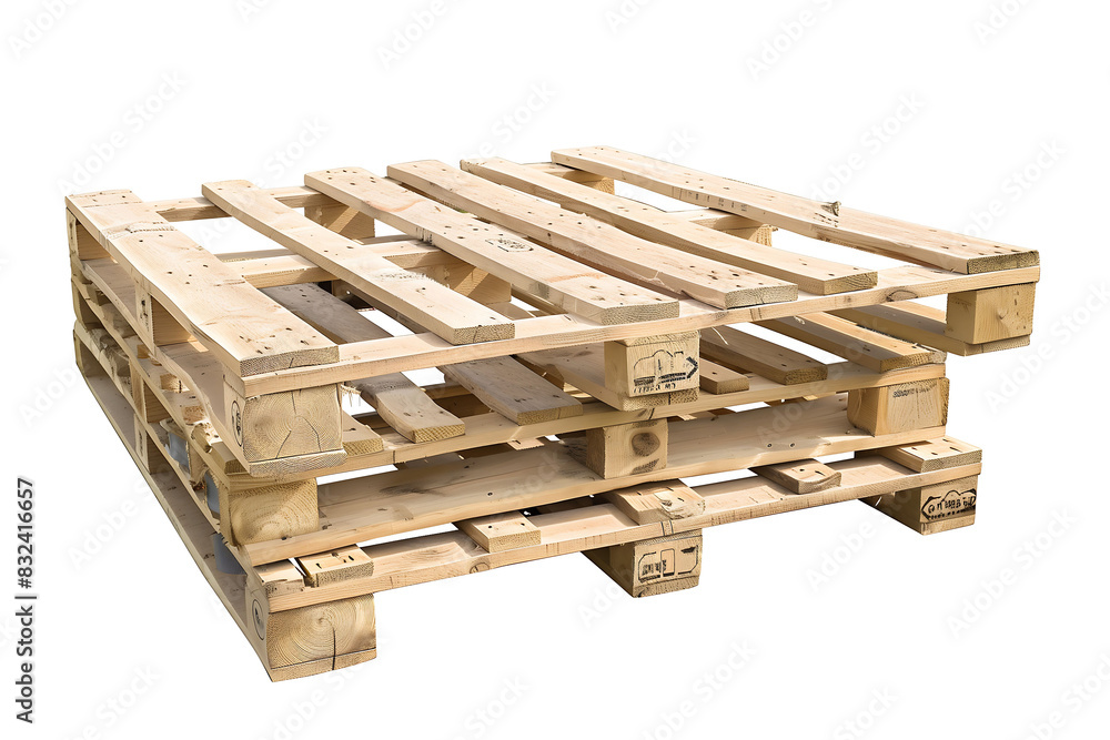 Stack of Wooden Pallets Isolated on a White Background