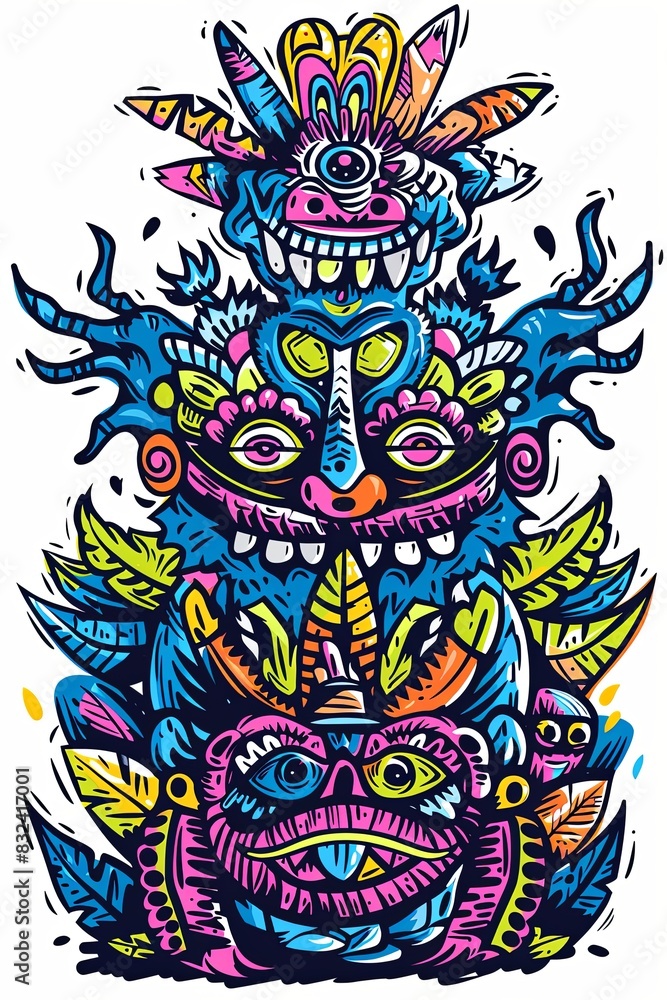 Obraz premium A vibrant and colorful animal art piece featuring a plethora of hues blending harmoniously across a variety of creatures