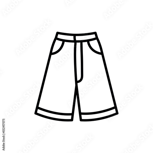 Bermuda shorts black line icon. Summer clothes.