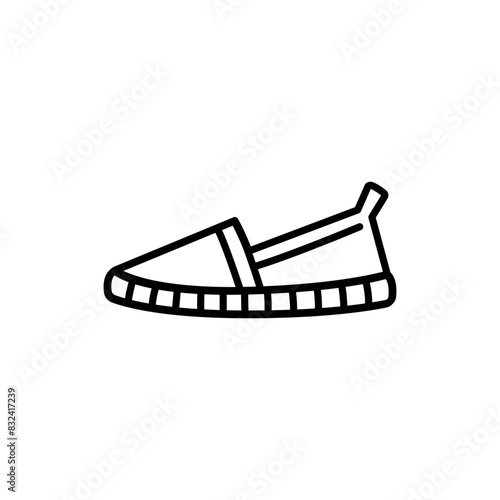 Fabric espadrilles shoes black line icon. Summer clothes.