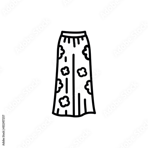 Palazzo pants black line icon. Summer clothes.