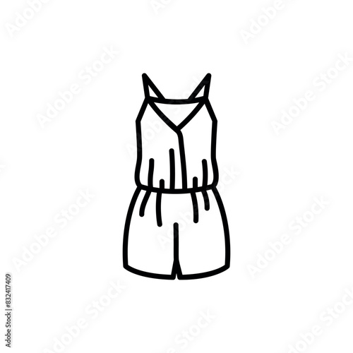 Women overall  black line icon. Summer clothes.