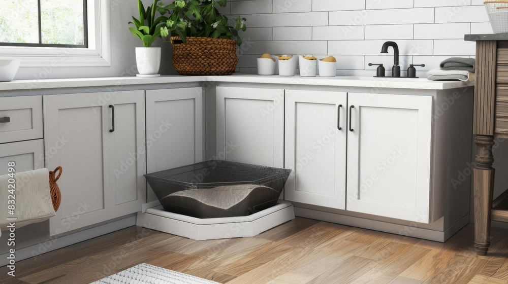 Fototapeta premium model of Corner litter box for spacesaving and discreet placement