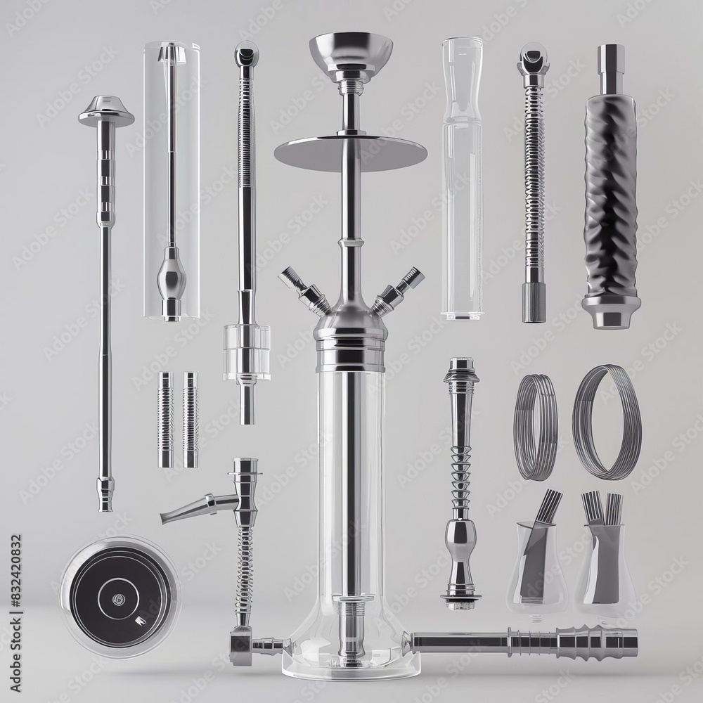 Fototapeta premium 3D model of Detachable and modular hookah components for easy cleaning
