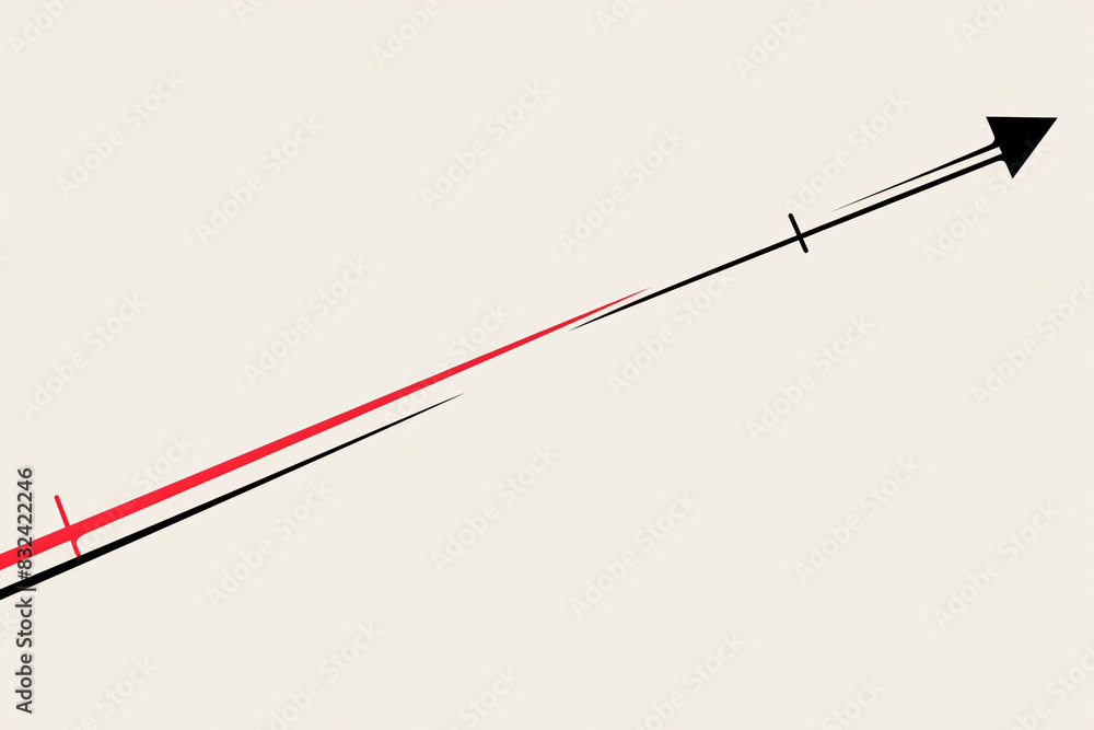black arrow and a red arrow in motion on a beige background showcasing speed and direction black arrow and a red arrow in motion on a beige background showcasing speed and direction