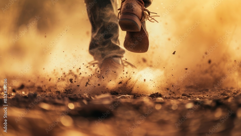 Closeup of cowboy boots jumping in the air Closeup of cowboy boots jumping in the air