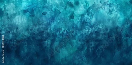 A watercolor paint background with teal blue and green colors and liquid fluid texture is used for background, banner, and other decor items photo