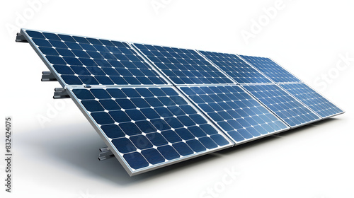 Solar power panels isolated on white background, realistic, png 