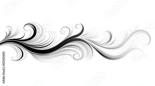 Swoosh hand drawn underline. swash and swish curly stroke. squiggle calligraphic tail and divider. decorative elegant flourish vintage element. wavy scroll swoop isolated on white background, minimali