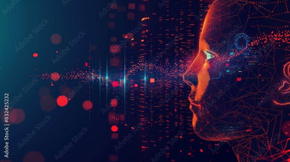 Fototapeta premium audio AI, digital background and space area for text