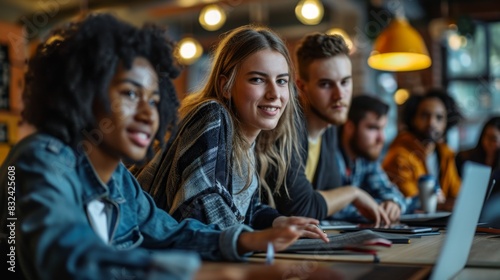 Smart young students studying in university with happy diverse multiethnic classmates