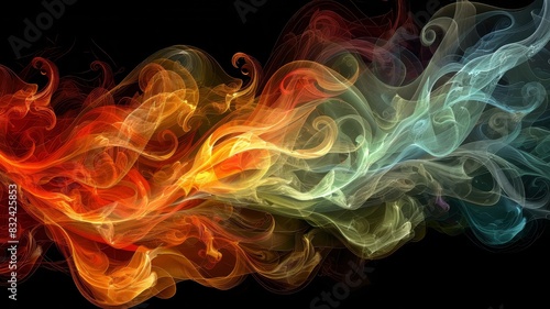 Vibrant Multicolored Smoke Swirl on Black Background