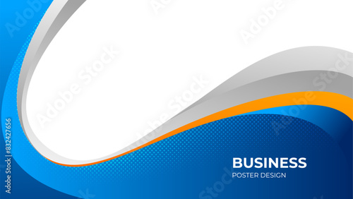 blue, orange and gray background with wavy shapes and halftone. can be used for business banner, corporate poster, presentation, journal report cover, flyer.