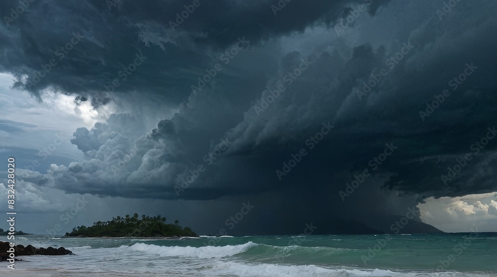 Fototapeta premium Dark Storm Clouds over the Ocean