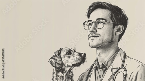 Portrait of a male veterinarian with a dog. photo