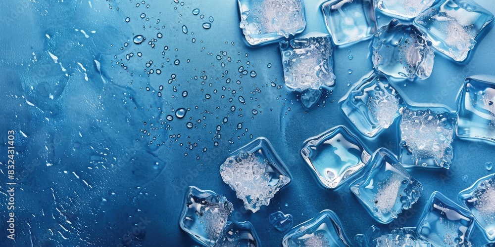 a image of a bunch of ice cubes on a blue surface a image of a bunch of ice cubes on a blue surface
