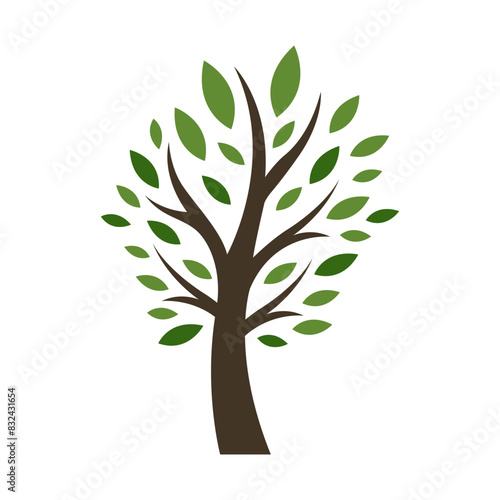 Stylized flat vector tree isolated on white background © Mubeen