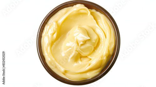 Mayonnaise spread isolated on white, top view, with clipping path isolated on white background, studio photography, png
