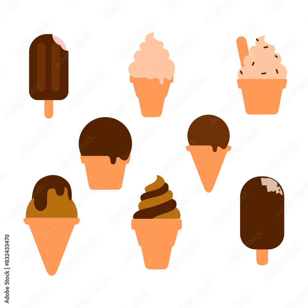 flat chocolate ice cream collection set flat chocolate ice cream collection set