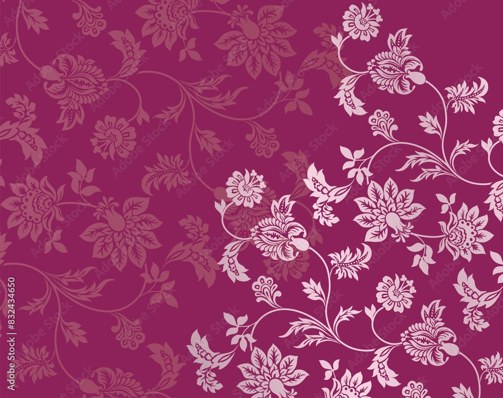 Colorful paisley floral pattern , textile swatch , royal India	