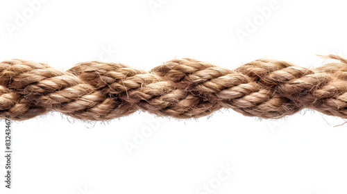Brown rope divider png 3d element isolated on white background, space for captions, png 