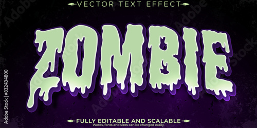 Zombie halloween text effect, editable horror and scary text style