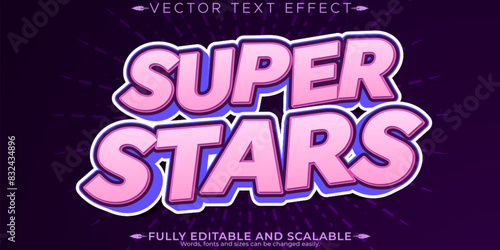 Super star text effect, editable girl and poster text style