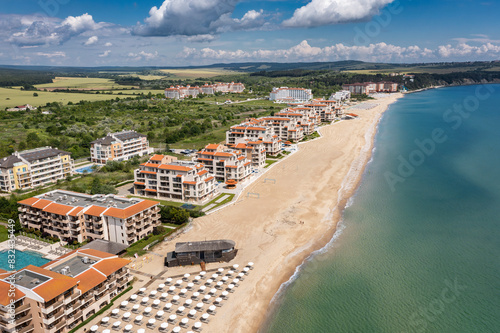 Aerial view to a sea resort Obzor on Black sea in Bulgaria