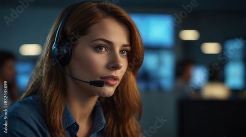 call center woman adeptly serving as a consultant tele generative AI