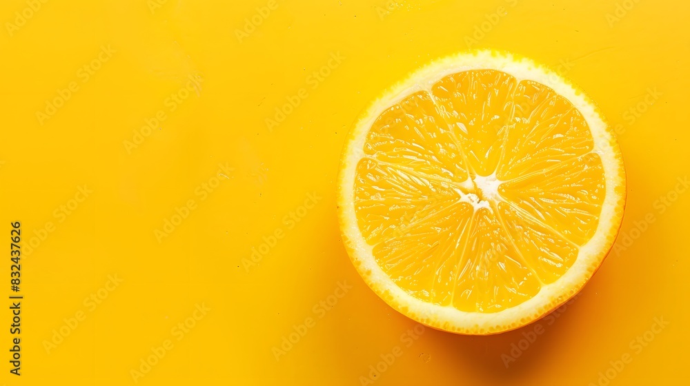 Fresh Lemon Slice on Bright Yellow Background Fresh Lemon Slice on Bright Yellow Background