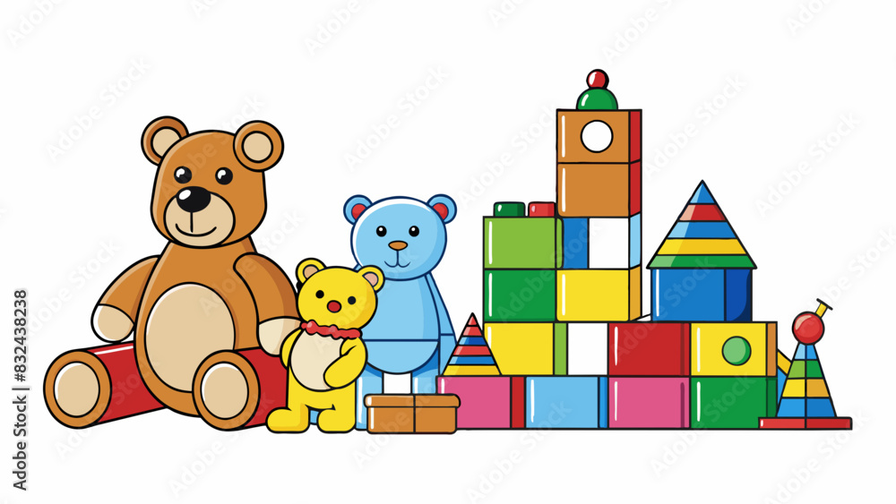 This cate includes all toys and playthings intended for children from stuffed animals to building blocks.. Cartoon Vector. This cate includes all toys and playthings intended for children from stuffed animals to building blocks.. Cartoon Vector.