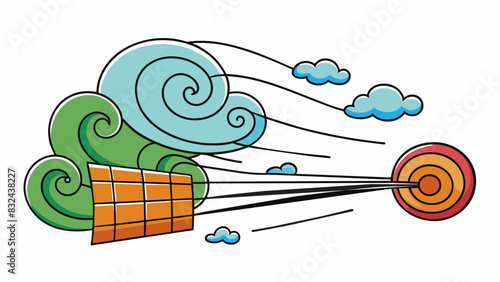  The wind is powerful and forceful causing movement and sound in the environment.. Cartoon Vector.