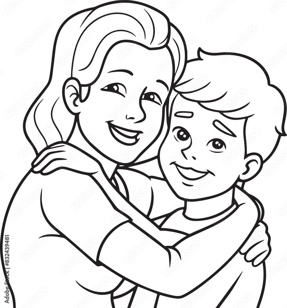 happy mother and baby illustration black and white happy mother and baby illustration black and white