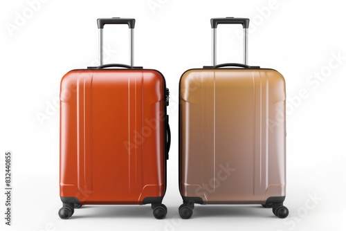 Many colorful suitcases with white background holiday concept. AI generated