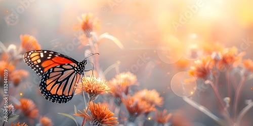 Symbolizing Transformation and Resilience: A Butterfly Perched on a Flower. Concept Metamorphosis, Strength, Butterfly Garden, Blooming Flowers, Nature Photography