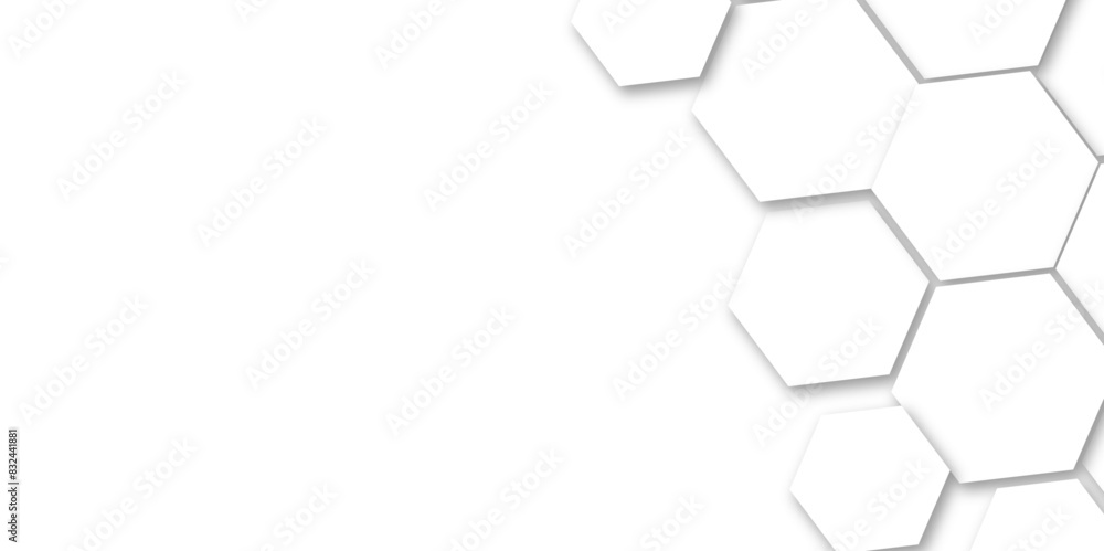 Abstract white hexagon pattern background. Abstract hexagon technology design background. Futuristic honeycomb mosaic white background. Vector Illustration. Abstract white hexagon pattern background. Abstract hexagon technology design background. Futuristic honeycomb mosaic white background. Vector Illustration.