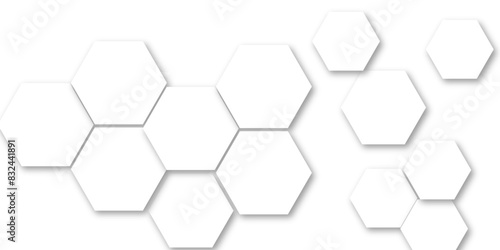 Abstract white hexagon pattern background. Abstract hexagon technology design background. Futuristic honeycomb mosaic white background. Vector Illustration. 