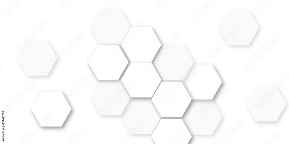 Abstract white and gray hexagon technology lines background. Abstract white and grey color hexagonal geometric background with copy space. Abstract white lines background. Abstract white and gray hexagon technology lines background. Abstract white and grey color hexagonal geometric background with copy space. Abstract white lines background.
