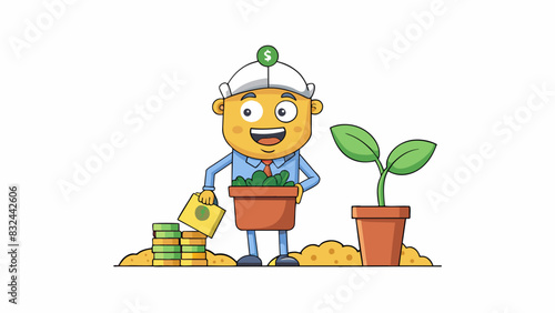 A pension is a promise from an employer to pay an employee a certain amount of money each month after they retire. It is like a plant that is nurtured. Cartoon Vector.