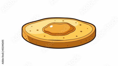 A perfectly circular hole in the middle of a slice of bread with a smooth golden brown crust surrounding it.. Cartoon Vector.
