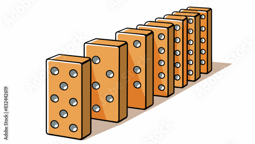 A perfectly aligned row of dominoes each one standing tall and ready for a gentle tap to set off a satisfying chain reaction.. Cartoon Vector.